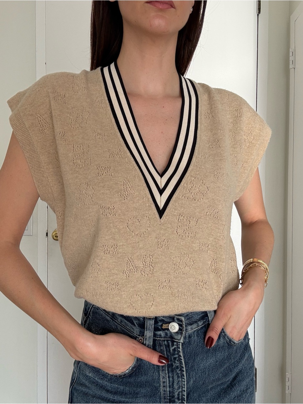 Sandro V-Neck Knit Sweater